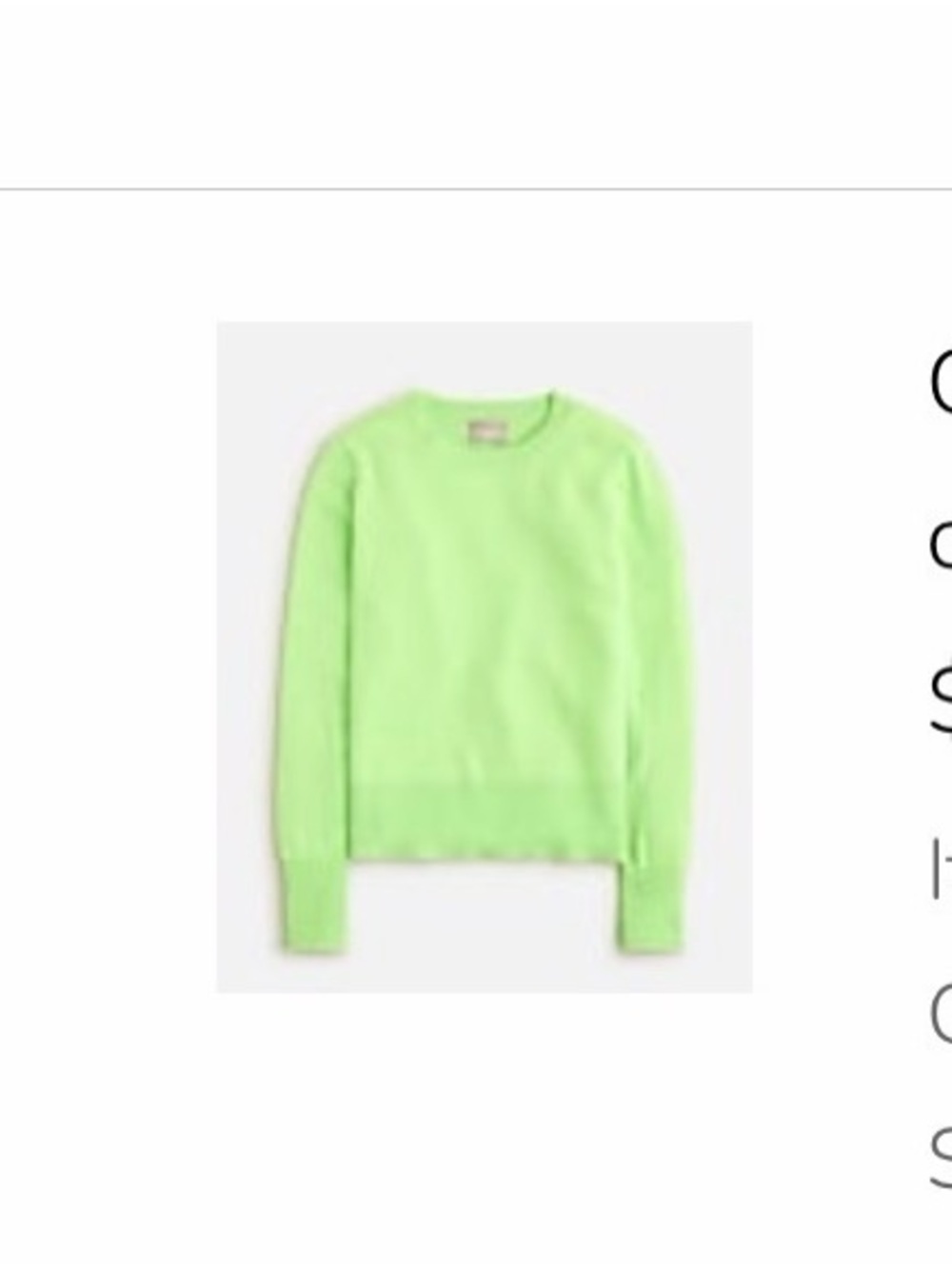 Women’s J.Crew Cashmere Crewneck Sweater in Lime Sherbet